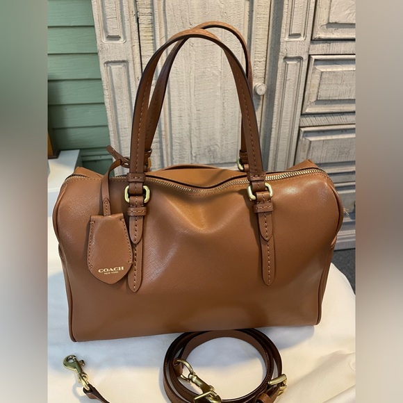 **AUTHENTIC** COACH Peyton Leather Nancy Satchel - Saddle- Dual Handle/Crossbody - Picture 2 of 15